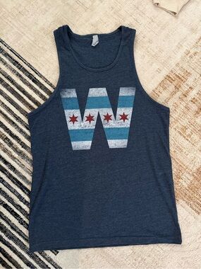 Chicago Cubs “W” Flag Navy Blue Tank with Distressed Graphic